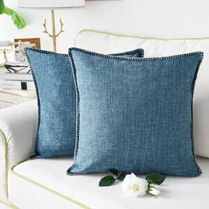 CaliTime Throw‎ Pillow Covers Pack of 2 Cotton Thread Stitching Edges  20 x 20